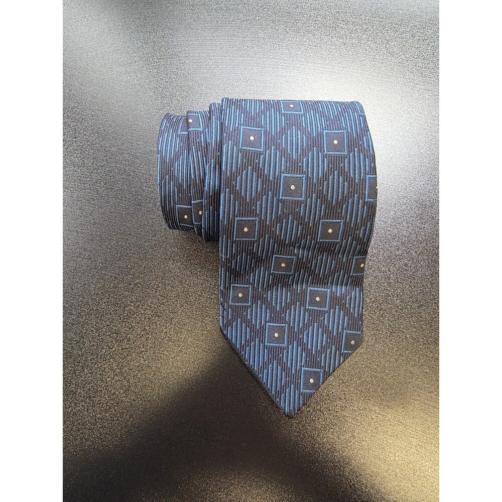 Vintage Givenchy Men Silk Neck Tie 90s Geometric Pattern Blue  Made In USA